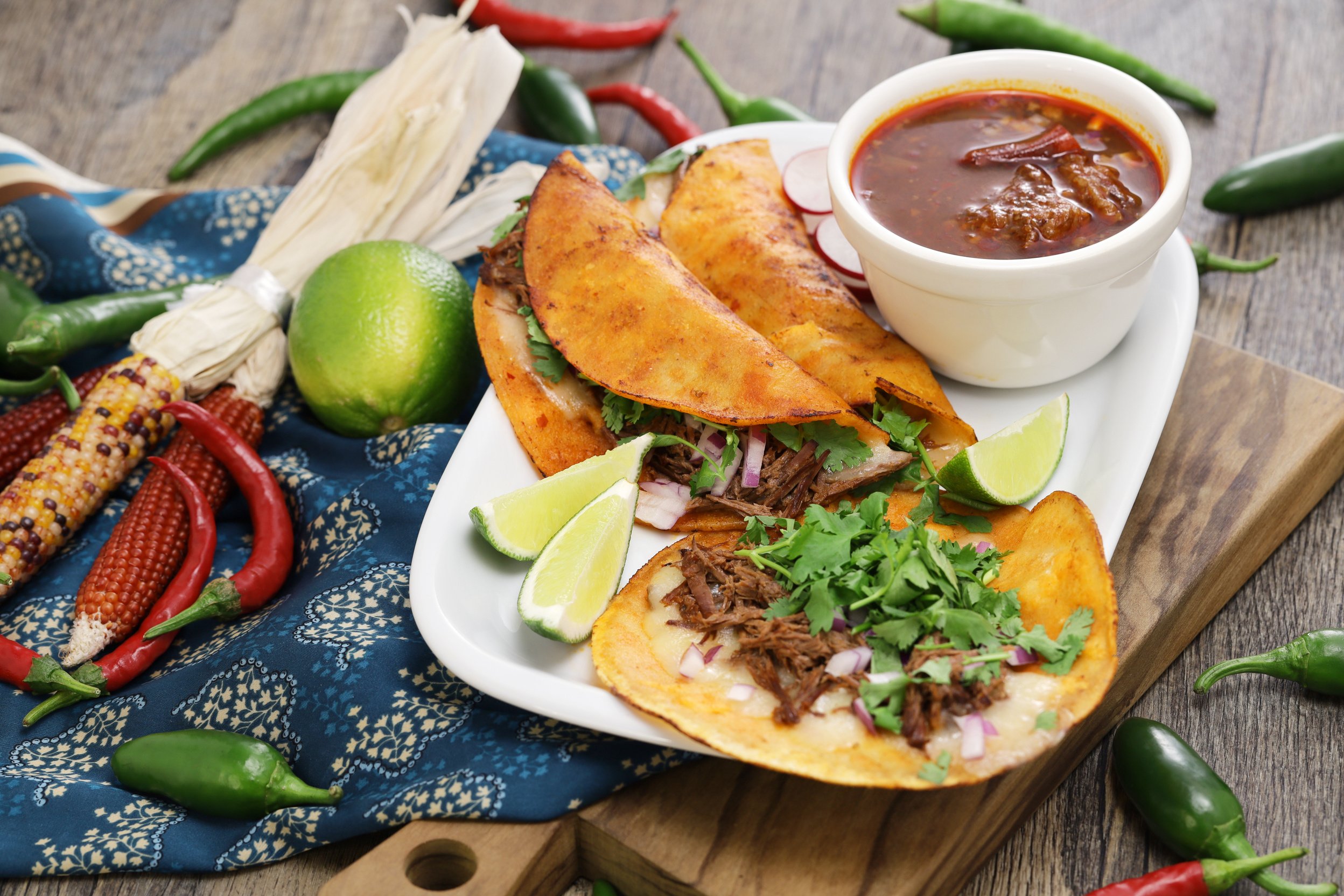 homemade beef birria tacos, mexican food